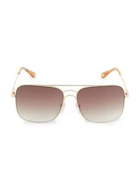 Gold Frame Gradient Brown Aviator Sunglasses
